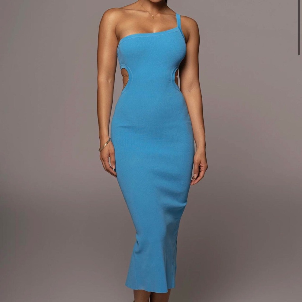 Blue Ruth One Shoulder Dress